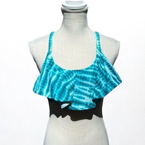 🌻PINK Victoria’s Secret Turquoise Tie Dye Bikini Top Size Large - Picture 3 of 10